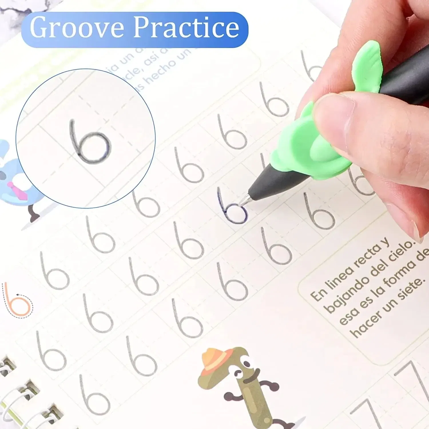 Color: grey - Magic Writing Book in Portuguese Calligraphy Notebook Montessori Kids Reusable Educational Calligraphic Letter Practice Toy