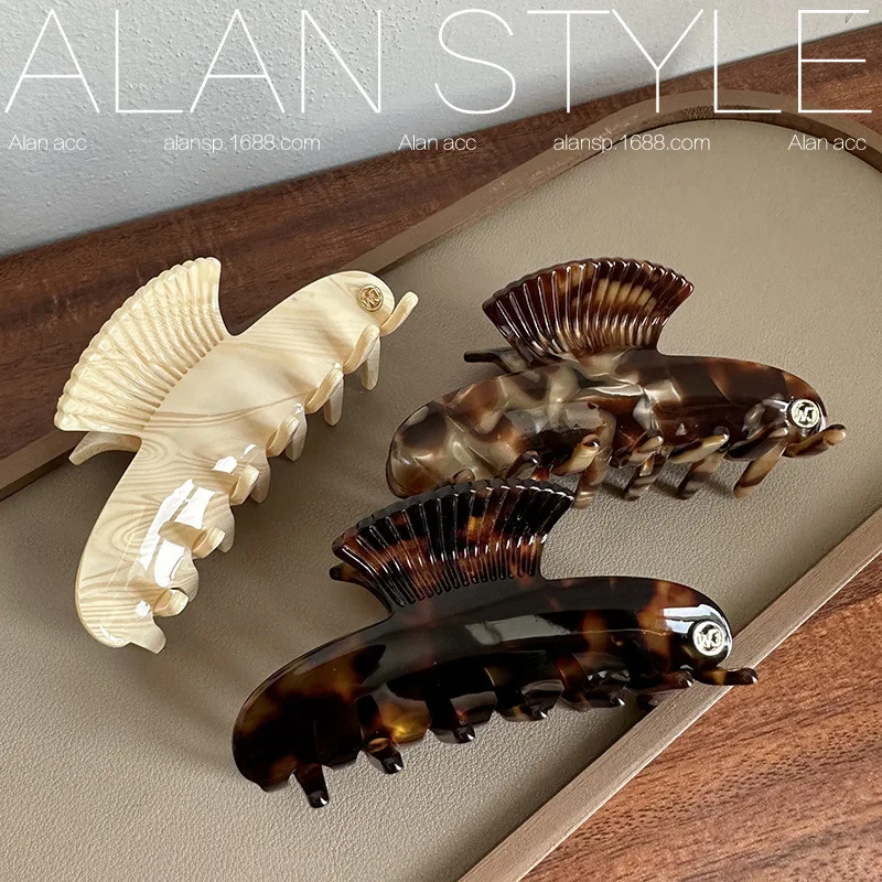 Color: Green - 9cm Long Acetate Hair Crabs Hair Clips Claws for Girls Rolled up Hair Style Daliy