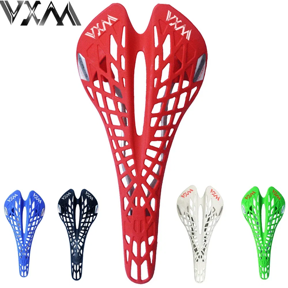 Color: Red - VXM Bicycle saddle Road Bicycle Mountain bike saddle Cycling Breathable Spider Ergonomic Hollow Front seat Mat Bicycle parts