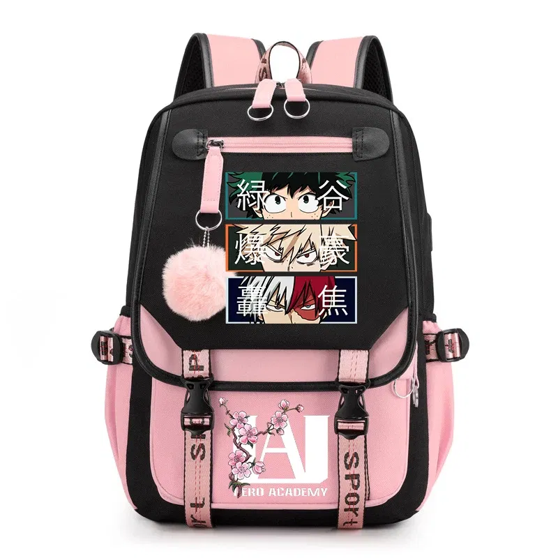Color: Clear - Anime My Hero Academia Schoolbag Todoroki Bakugou Deku Cartoon Backpack School Boys Girls Usb Bagpack Teenager Travel Rucksack