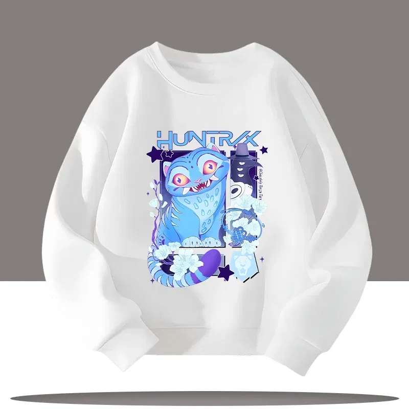 Color: Brown, Kid Size: 4 - K-pop Demon Hunters New Children's Round-neck Sports Shirt with Cartoon Print - 3-12 Years Old Cute Girl Casual Top