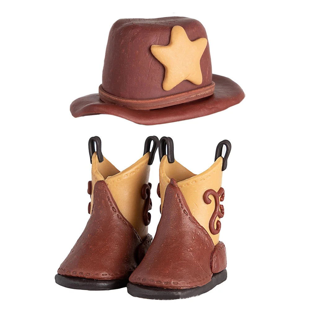 Color: Burgundy - Cowboy Cake Topper Western Cowboy Hat and Boot Cupcake Toppers with Balls Western Theme Birthday Party Baby Shower Supplies