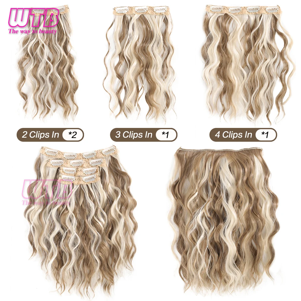Color: 1B/27HL - Synthetic Heat Resistant Hair Extensions Multi Color Clip-in Body Wave 12inch 4 PCS Double Weft for Women Girl Daily Party Use