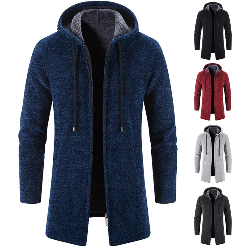 Color: Blue, Size: L - 2025 New Autumn Men's Long Sleeve Sweatshirts for Men with Zipper Hooded Mens Oversize Winter Top Jacket Coat Warm Streetwear