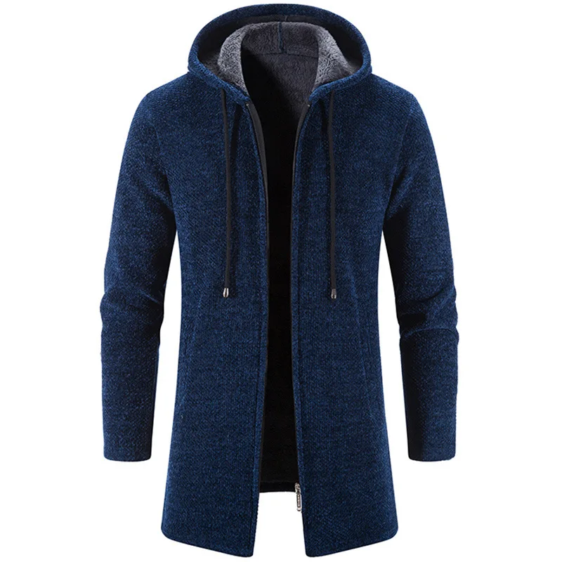 Color: Blue, Size: L - 2025 New Autumn Men's Long Sleeve Sweatshirts for Men with Zipper Hooded Mens Oversize Winter Top Jacket Coat Warm Streetwear