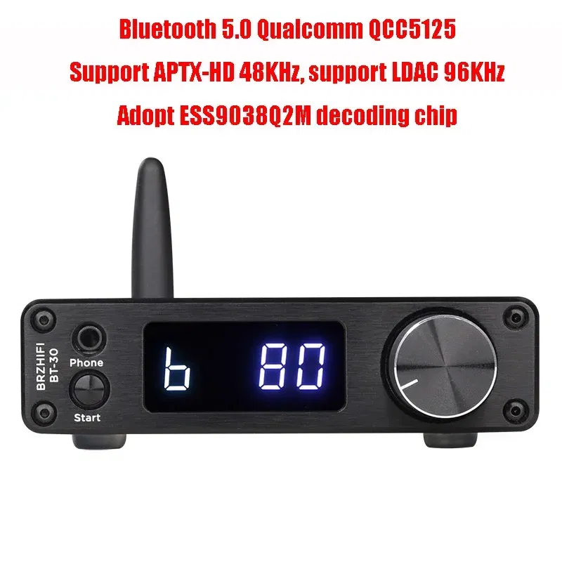Color: Silver - Flagship HD Bluetooth 5.1 Decoder Audio Receiver ESS9038 Lossless Decoding Supports LDAC APTX-HD HD Format High-power Amp