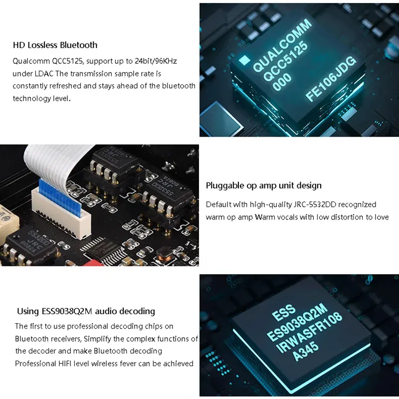 Color: Silver - Flagship HD Bluetooth 5.1 Decoder Audio Receiver ESS9038 Lossless Decoding Supports LDAC APTX-HD HD Format High-power Amp
