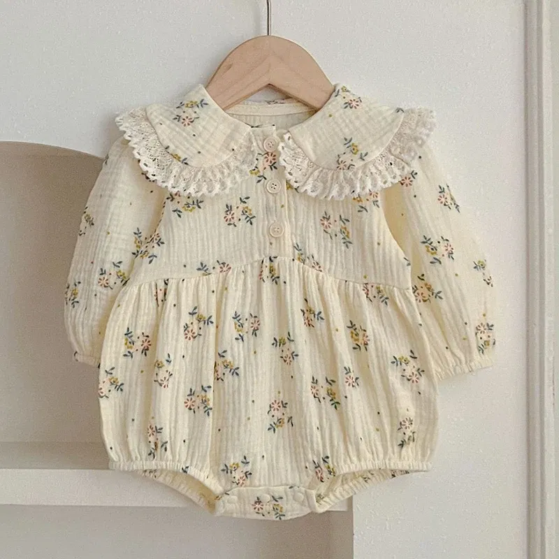 Color: Silver, Size: Mother 5XL - Spring Baby Girls Long Sleeve Sweet Sisters Flower Print Dress Autumn Infant Rompers Kids Baby Girls Princess Clothes Rompers