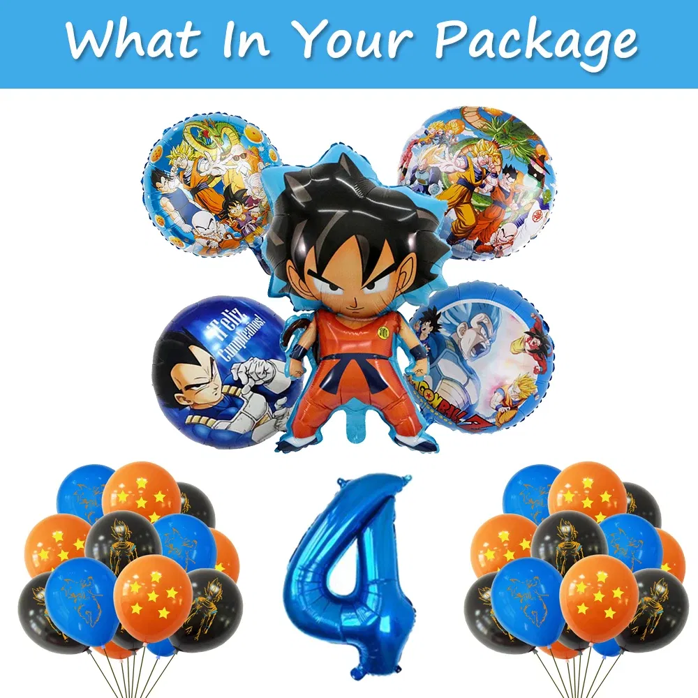 Color: MAROON, Ships From: CHINA - Goku Dragon Ball Z Kids Birthday Party Gift Decoration Boy Tableware Party Supplies Plate Cup Tablecloth Foil Balloon CakeTopper