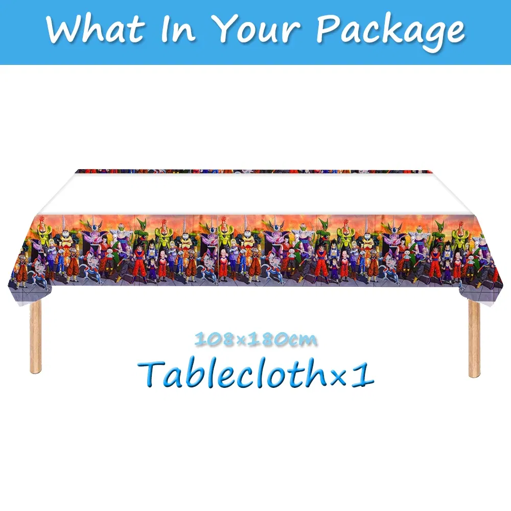 Color: MAROON, Ships From: CHINA - Goku Dragon Ball Z Kids Birthday Party Gift Decoration Boy Tableware Party Supplies Plate Cup Tablecloth Foil Balloon CakeTopper