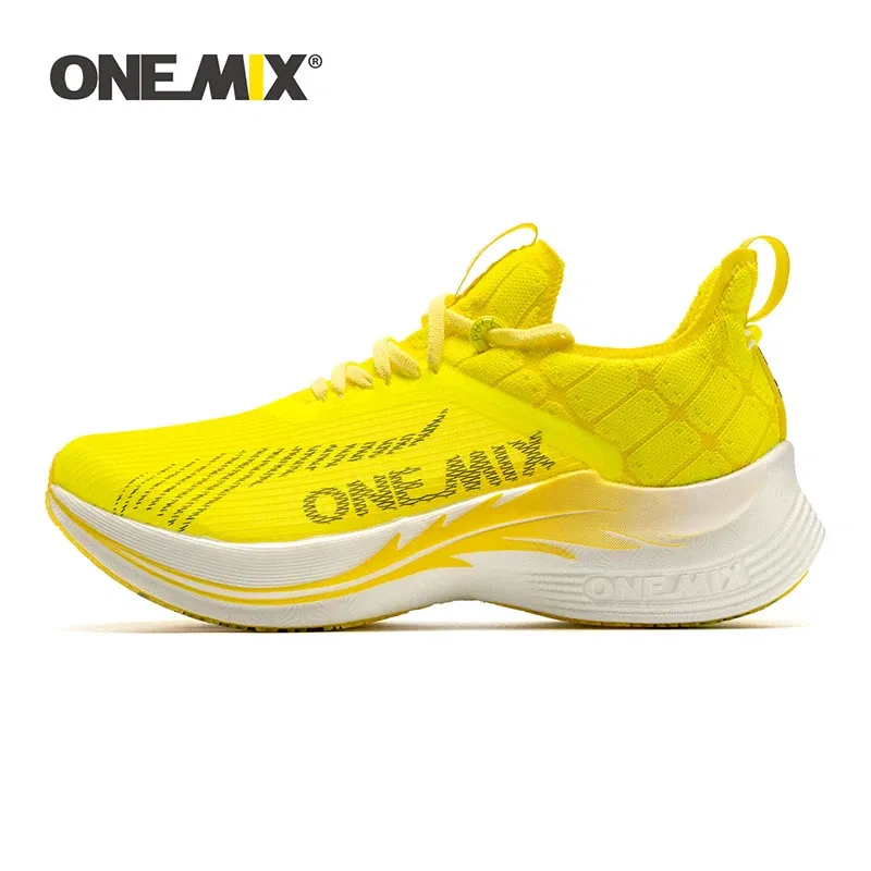 Color: Ivory, Shoe Size: 12.5 - ONEMIX Carbon Plate Marathon Running Racing Shoes Professional Stable Support Shock-relief Ultra-light Rebound Sport Sneakers