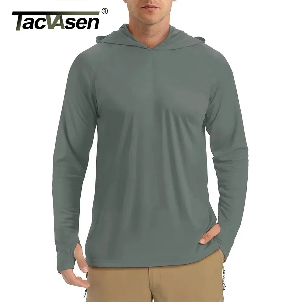 Size: L, Color: GRAY - TACVASEN Summer Men's Long Sleeve Sun/UV Protection T-Shirt UPF 50+ Performance Hiking Running Quick Dry Hoodie Tee Shirts