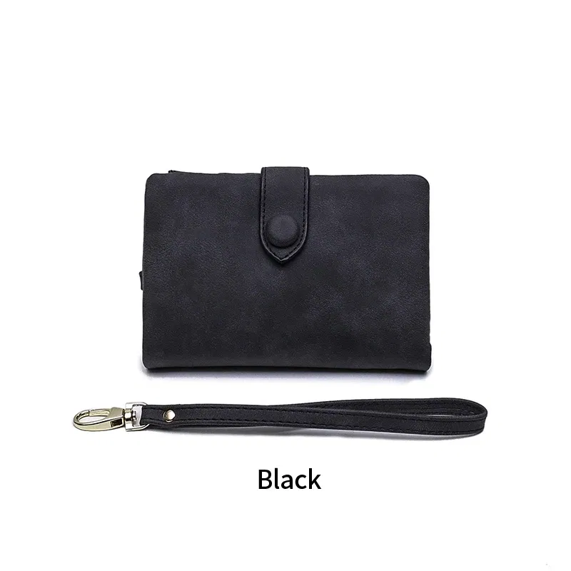 Color: black - MIYIN 2024 New Wallet Women's Short Korean Cute Buckle Double Discount Multi Card Change Handbag