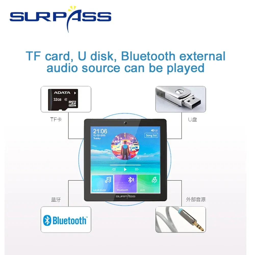 Ships From: United States, Color: Brown - Smart Home Audio 4 Channel Wireless Bluetooth-compatible Wall Amplifier Mini Multifunction Stereo Board Hifi with Fm Radio