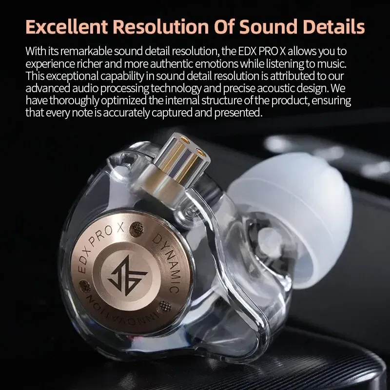 Color: Yellow - KZ EDX PRO X Wired Earphones HIFI Stereo Bass Music Earbuds In Ear Sport Headphones Noise Cancelling Gaming Headset