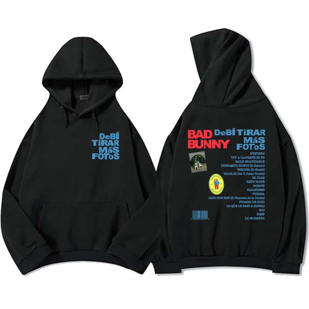Color: WHITE, Size: XL - Unisex Streetwear Bad Bunny DTMF Hoodies 2025 New Album Deb?­ Tirar Más Fotos Printing Sweatshirts Winter Comfortable Male Hoodie