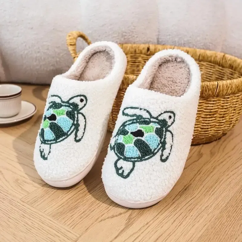 Color: Beige, Shoe Size: 4 - Casual Fluffy Slippers Women House Flat Cute Cartoon Designer Platform Winter Shoes Girls Home Fashion Popular Footwear Big Size