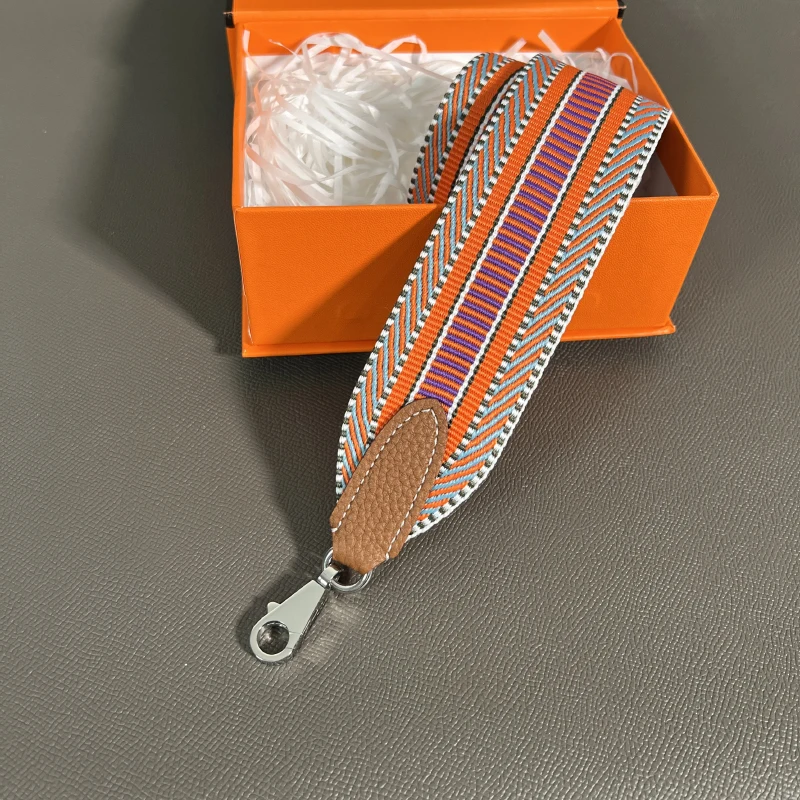 Color: Orange, Size: 3/4" - Herbag Evelyn Replacement Shoulder Strap Gold Togo Cowhide Woven Canvas 5cm Wide Hand-Sewn