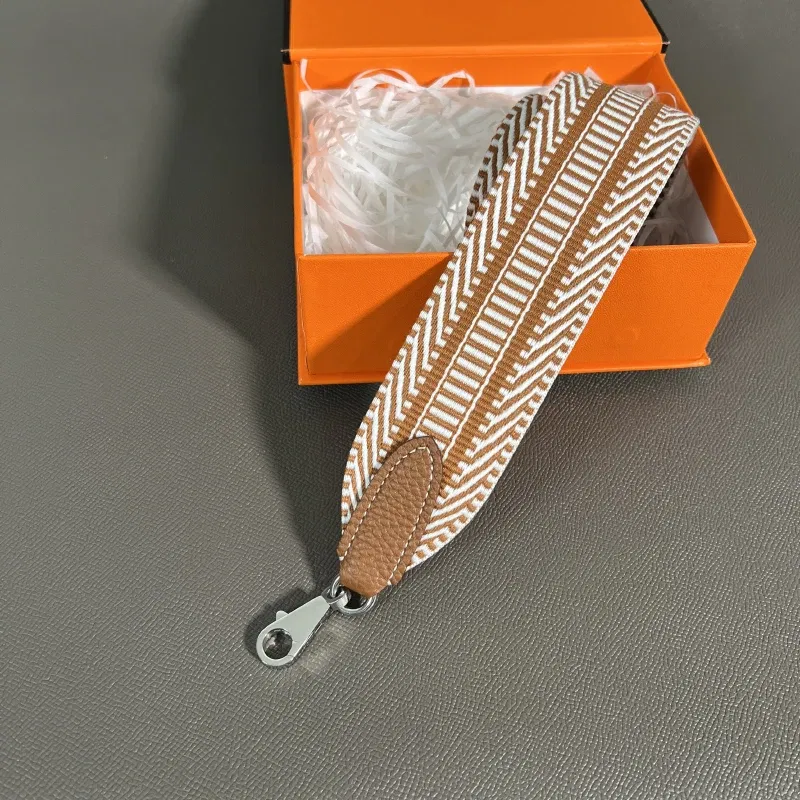 Color: Orange, Size: 3/4" - Herbag Evelyn Replacement Shoulder Strap Gold Togo Cowhide Woven Canvas 5cm Wide Hand-Sewn