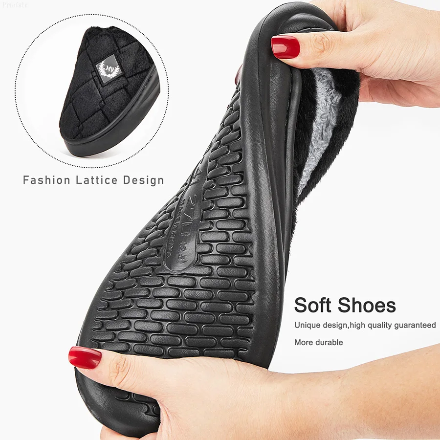 Color: Brown, Shoe Size: 44-45 - Men's House Slippers Furry Plaid cozy EVA Memory Foam Lightweight Casual Shoes Winter Warm Plush Non-slip Slippers big size