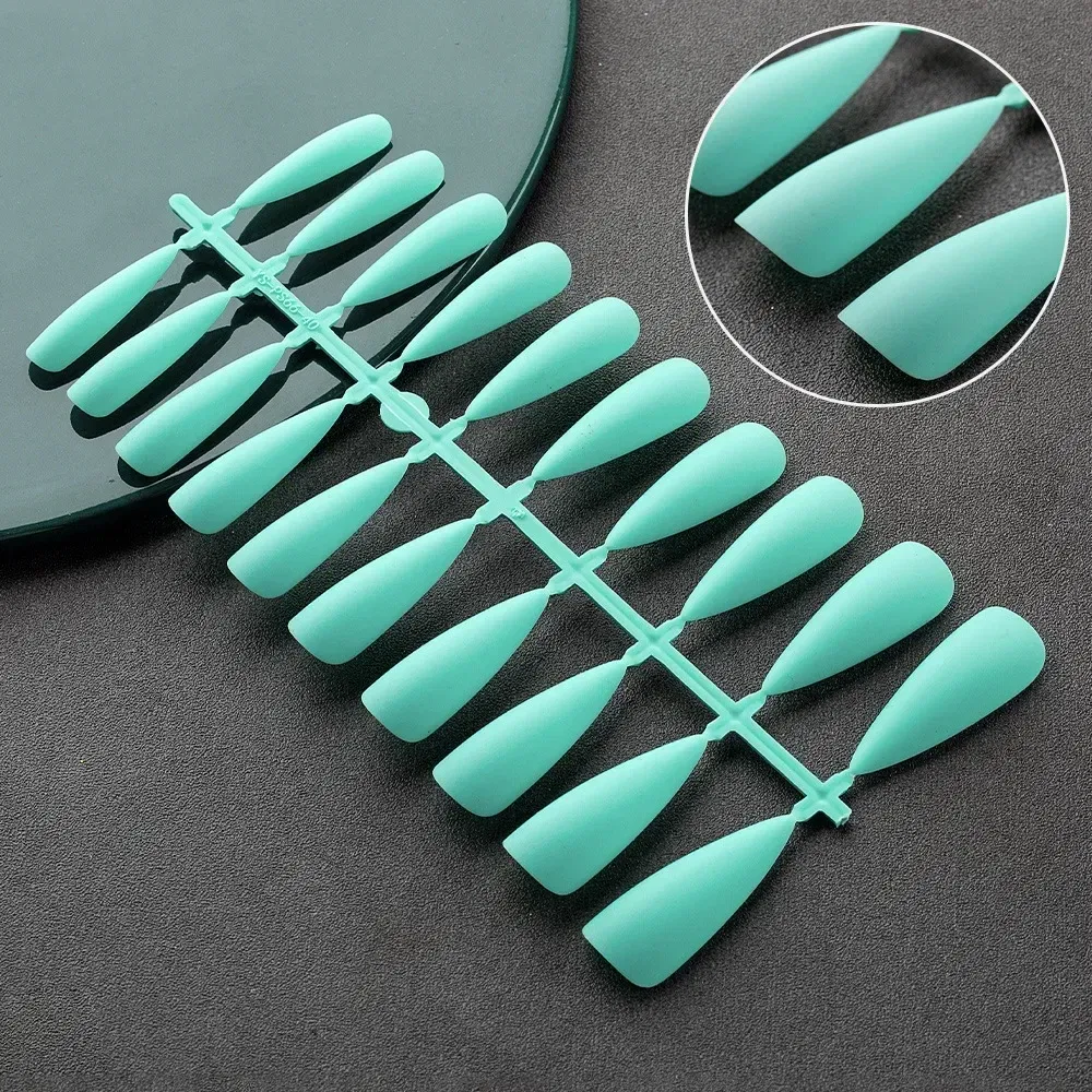 Color: Dark Grey - Matte False Nails 24PCS  Head Frosted Press Glue on Fake Nail Tips Ballet Detachable Full Cover Artificial Fingernails