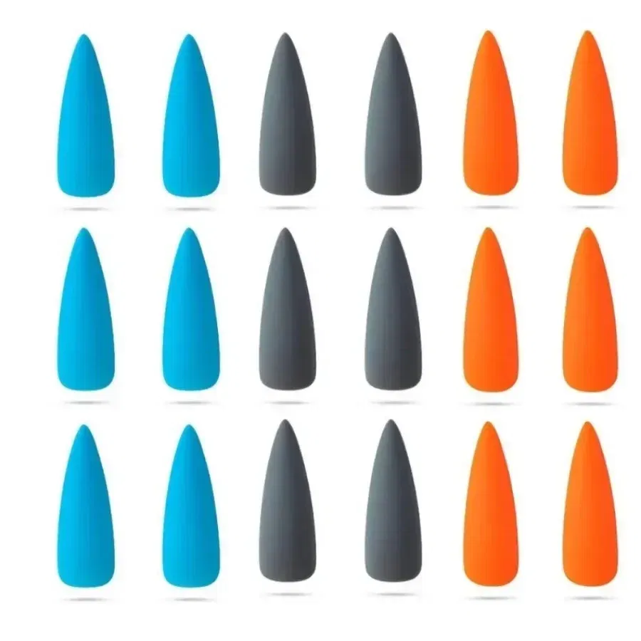 Color: Dark Grey - Matte False Nails 24PCS  Head Frosted Press Glue on Fake Nail Tips Ballet Detachable Full Cover Artificial Fingernails