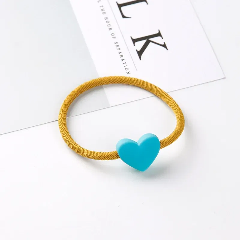 Color: green, Ships From: CHINA - Cute Girls Hair Bands Ties Round Heart Rubber Band Fashion Scrunchie Elastic Korean Hair Accessories Ponytail Holder Headband
