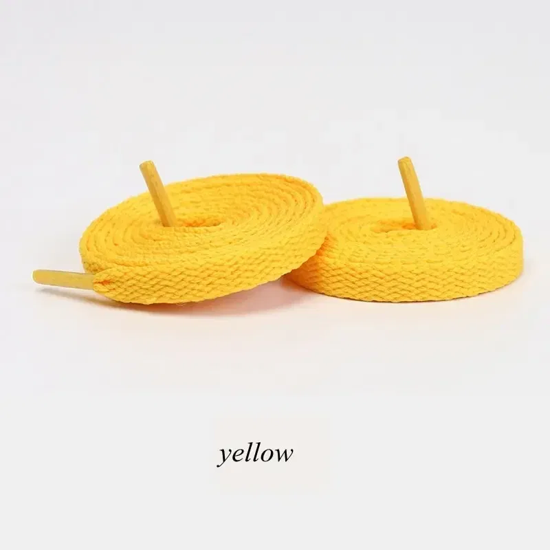 Color: Yellow,  Length: 120cm - 1pair Classic Shoe Laces Flat Shoelaces Fit Fashion Solid Sports Shoelace Casual Unisex Shoe Strings Shoe Accessories