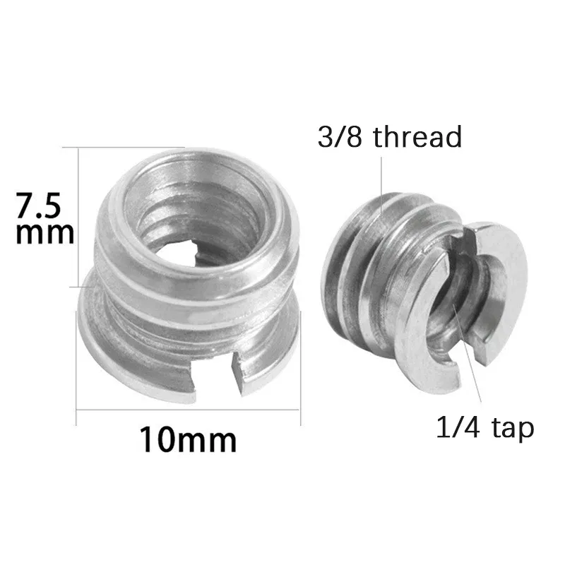 Color: Silver - Camera Screw Conversion Nut 5/8 To 3/8 To 1/4 Inch Adapter Mount For DSLR Tripod Monopod Quick Release Plate Stands Camera Acc