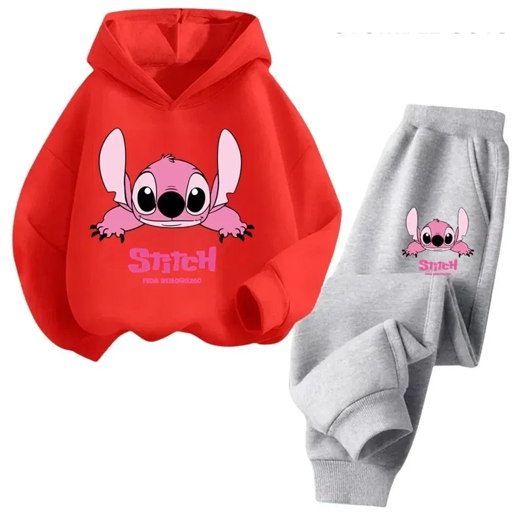 Color: Khaki, Kid Size: 5 - Children Hoodies Stitch Kawaii Fashion Pullover Sweatshirt Anime Trucksuit Manga Cartoons Girls Boy Kids Autumn Casual Clothes
