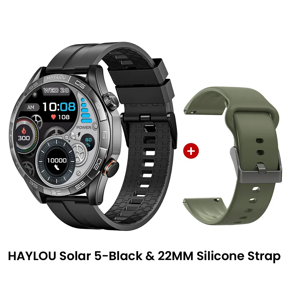 Color: WHITE, Ships From: CHINA - New! HAYLOU Solar 5 Voice Calling Smartwatch 1.58'' AMOLED Display 60Hz Smart Watch 24H Health Monitoring Sports Smartwatch for