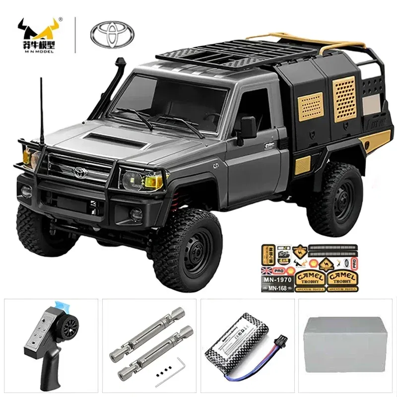 Color: Orange - MN MN82 1:12 Retro Rc Car With LED Lights Full-scale Simulation LC79 Professional 4WD Remote Control Pickup RC Truck Model Toys