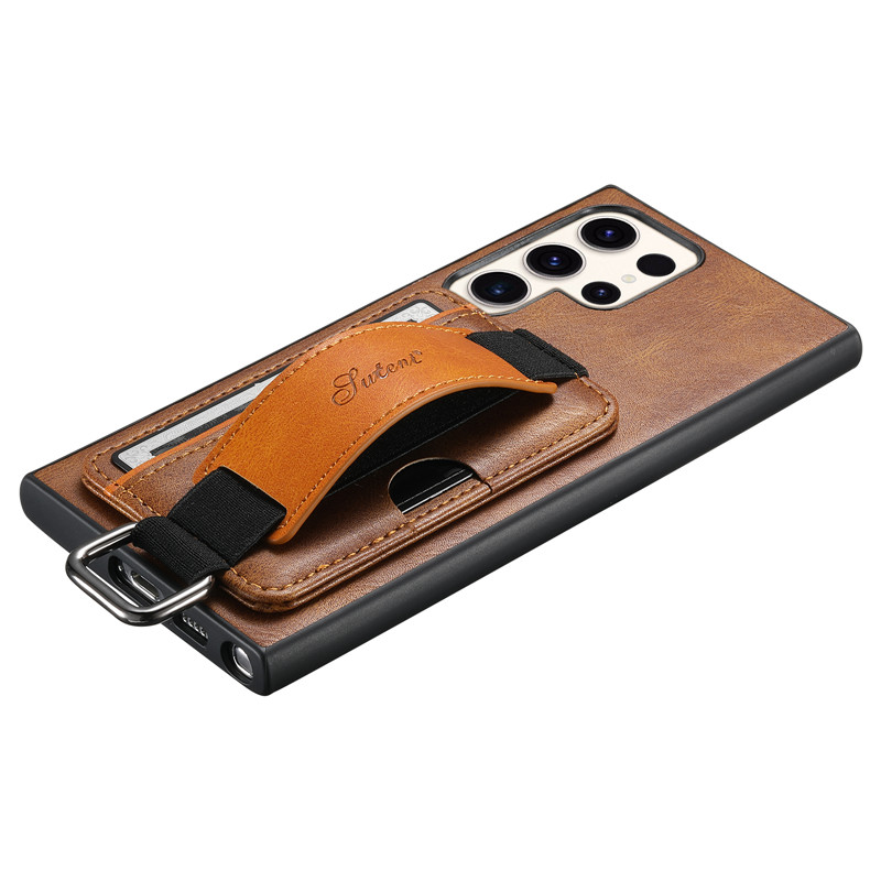 Color: Brown, Material: GENUINE LEATHER - Leather Wallet Phone Case For Samsung Galaxy S24 S23 S22 FE Ultra Plus A53 A54 A13 A14 A24 A34 Note20Ultra Card Holder Cover