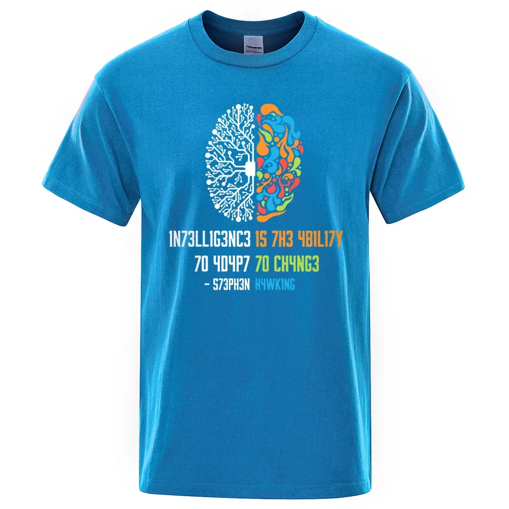 Color: GRAY, Size: S - Intelligence Is The Ability To Adapt To Change Tops Men Women Shirt Loose Clothing Loose Cotton Oversize Tshirt Hip Hop Tops