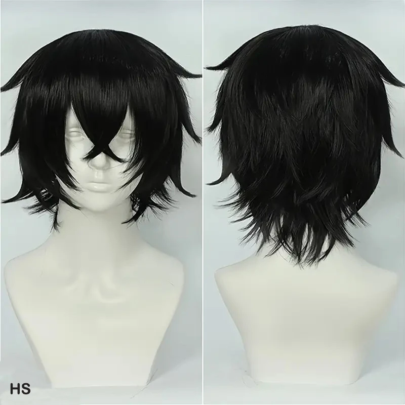 Color: Natural Black, Stretched Length: 12inches - Unisex Short Bob Cosplay Wig with Bangs | Blonde Purple Gray Color | Halloween Party Lolita Costume Wig