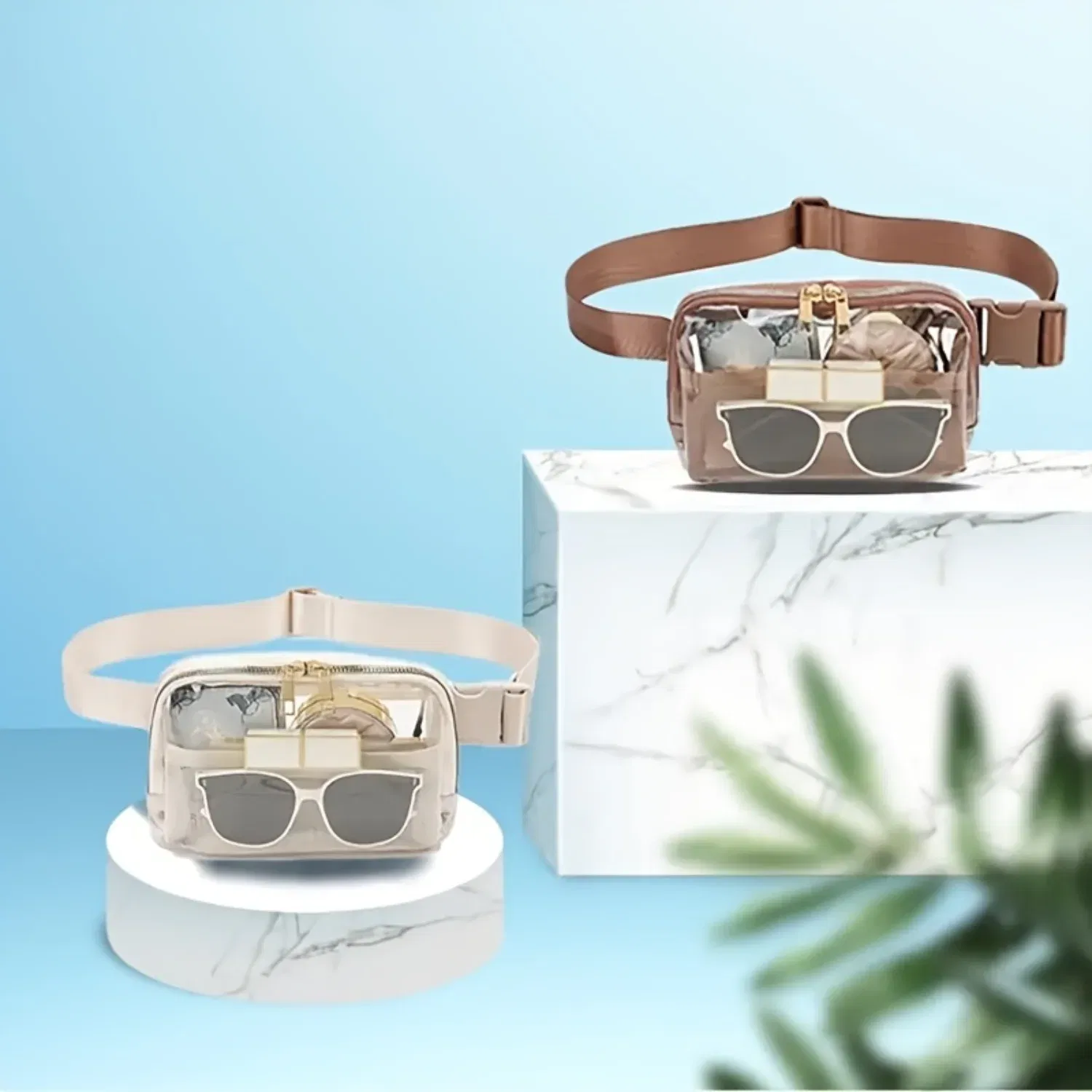 Color: green, Ships From: CHINA - Transparent PVC Waist Pack - Fashion Zipper Fanny Pack for Sports Events, Concerts, Travel & Beach - Universal Fit, Solid Color,