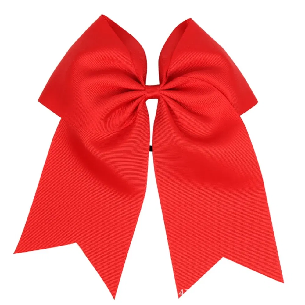 Color: Silver - 18*19 CM Lovely Dovetail Ribbon Bowknot Baby Hair Rope Solid Color Handmade Bows Elastic Hairband Ponytail Headwear Kids Gifts