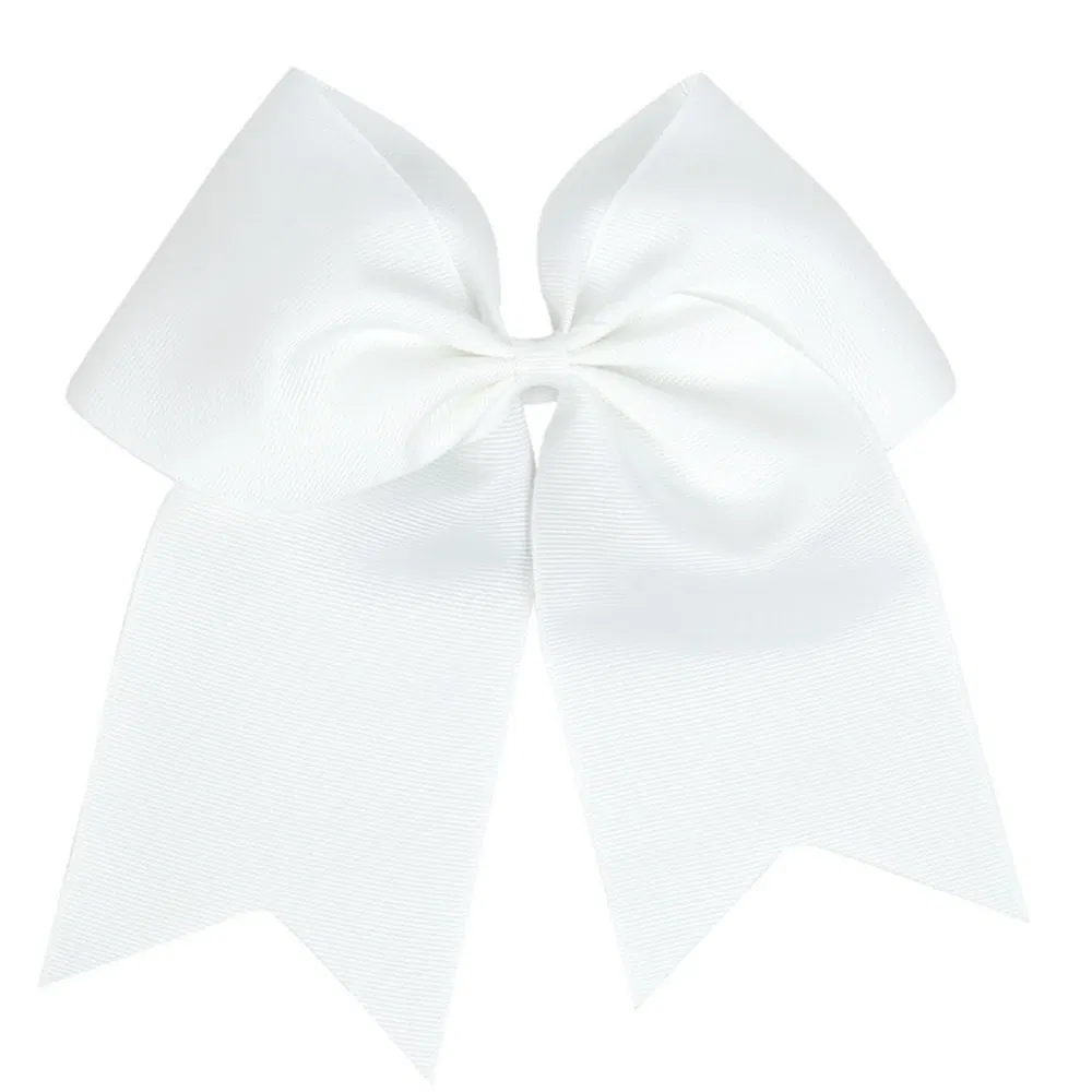 Color: Silver - 18*19 CM Lovely Dovetail Ribbon Bowknot Baby Hair Rope Solid Color Handmade Bows Elastic Hairband Ponytail Headwear Kids Gifts