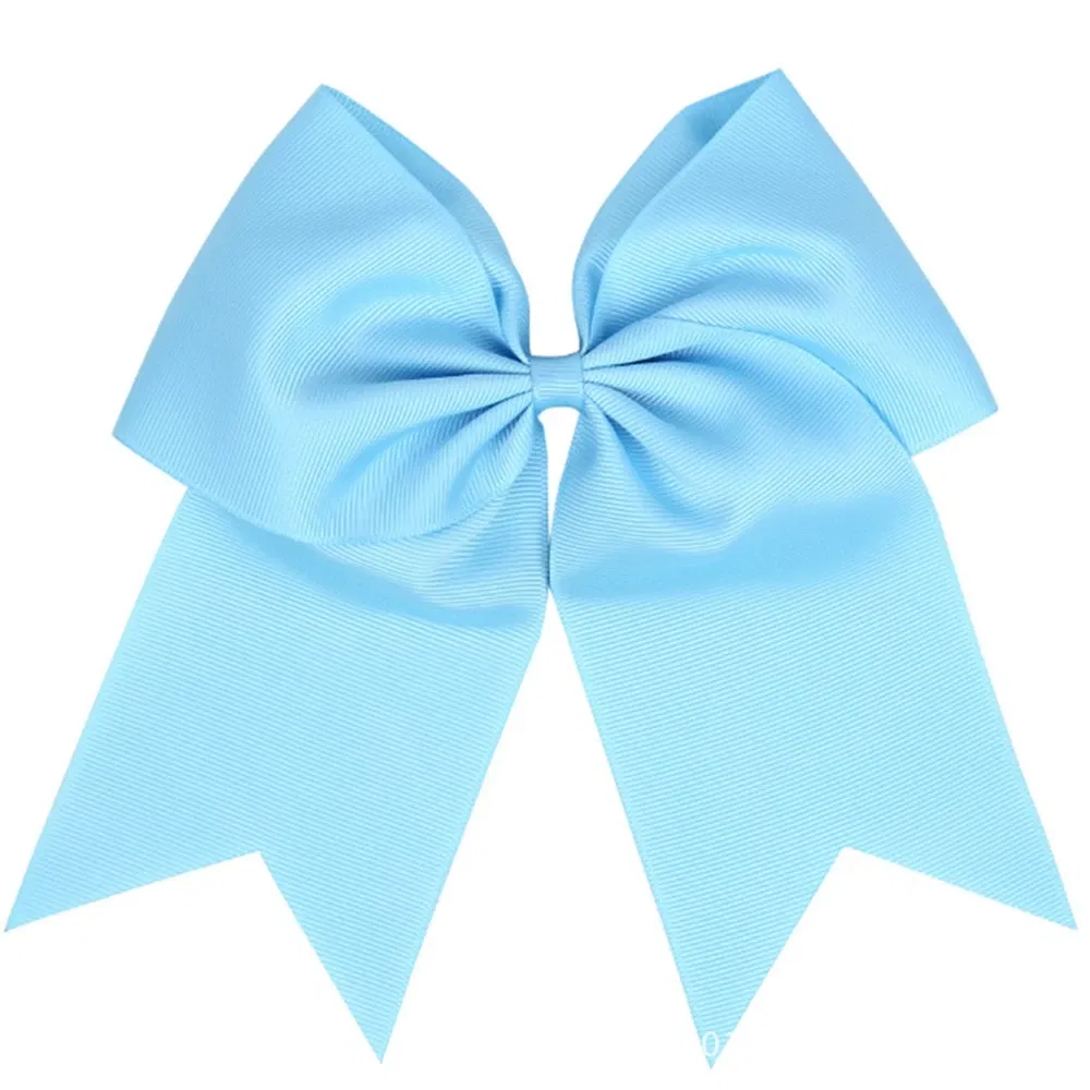 Color: Silver - 18*19 CM Lovely Dovetail Ribbon Bowknot Baby Hair Rope Solid Color Handmade Bows Elastic Hairband Ponytail Headwear Kids Gifts