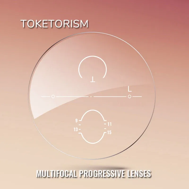 Lenses Color: Transparent, Lens Index: 1.56 - Toketorism Multifocal Lenses Customize Photochromic Anti Blue Light Progressive Prescription Glasses