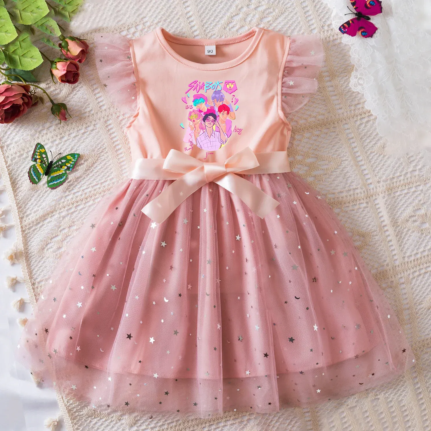 Color: black, Size: One Size, Height: 158 - KPop Demon Hunters Girls Dress Kids Party Halloween Carnival Birthday Party Clothes Princess Tutu Dresses Costume Children Gift