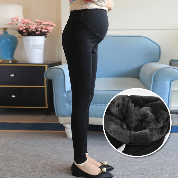 Color: black, Maternity Size: L - Winter Pregnant Women Black Leggings for Maternity Warm Soft Velvet Pants Pregnancy Inner Wool Clothes Ropa Mujer Embarazada