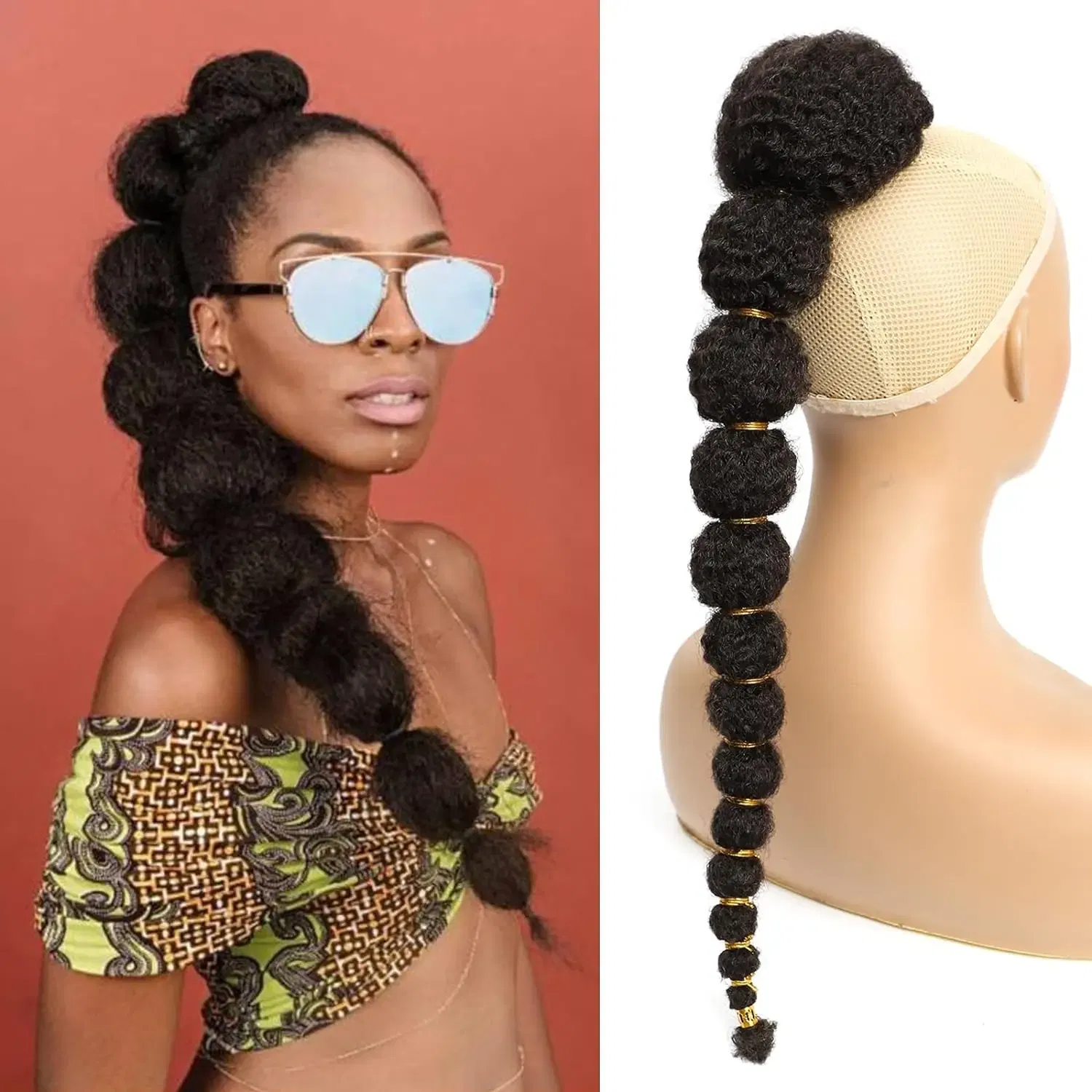 Color: #4, Stretched Length: 28inches - Kinky Afro Puff Ponytail Extension for Black Women 18/24 Inch Long Lantern Bubble Drawstring False Pigtail Synthetic Hair Piece