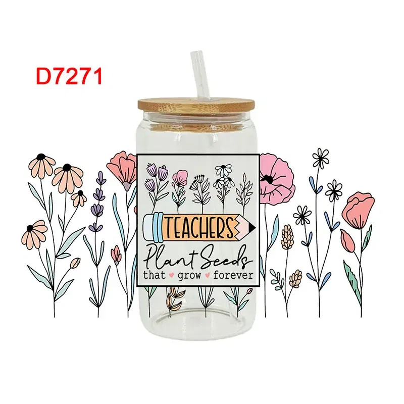 Color: Pink, Size: 45cm*5m - UV DTF Transfers Stickers, 16oz, Cup Wraps, Plant Flower Printed, DIY Glass Ceramic Metal Leather, Etc. D7270