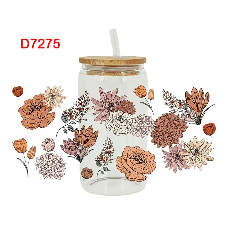 Color: Pink, Size: 45cm*5m - UV DTF Transfers Stickers, 16oz, Cup Wraps, Plant Flower Printed, DIY Glass Ceramic Metal Leather, Etc. D7270