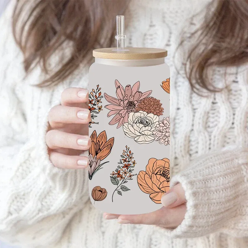 Color: Pink, Size: 45cm*5m - UV DTF Transfers Stickers, 16oz, Cup Wraps, Plant Flower Printed, DIY Glass Ceramic Metal Leather, Etc. D7270