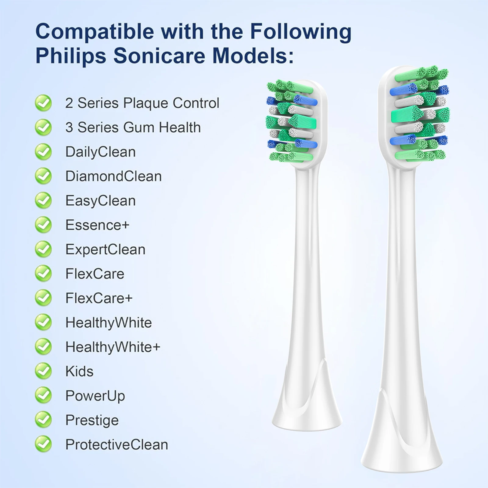 Color: WHITE - Replacement Toothbrush Heads Compatible with Philips Sonicare Optimal Plaque Control HX9023/65 HX9044 HX9054 Electric Brush Head