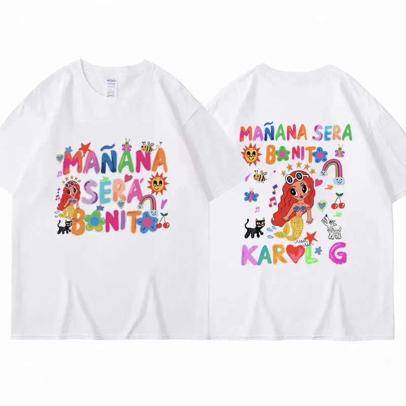 Color: Blue, Size: XS - Limted Karol G Manana Sera Bonito T Shirts Fashion Harajuku Hip Hop T-Shirt Unisex Casual Breathable Cotton Oversized Tee Shirt