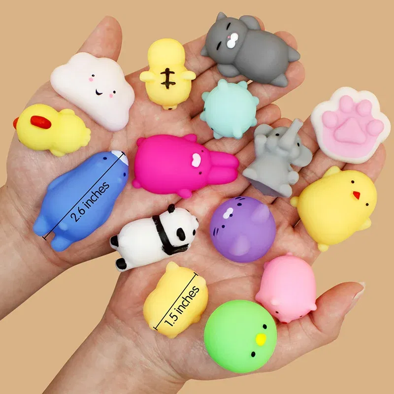 Color: Burgundy - 50-5PCS Kawaii Squishies Mochi Anima Squishy Toys For Kids Antistress Ball Squeeze Party Favors Stress Relief Toys For Birthday