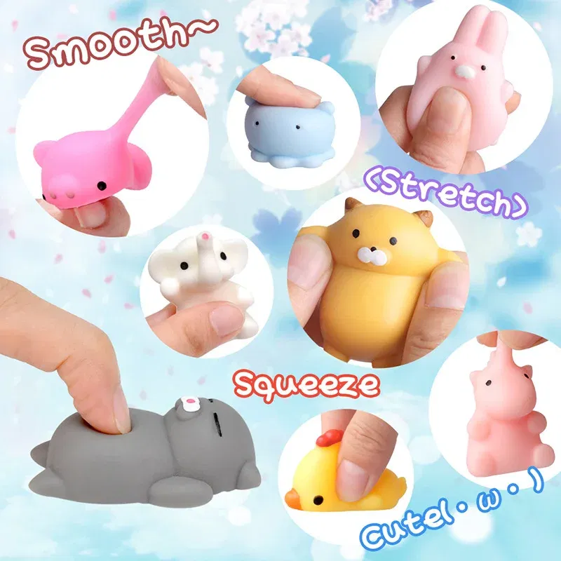 Color: Burgundy - 50-5PCS Kawaii Squishies Mochi Anima Squishy Toys For Kids Antistress Ball Squeeze Party Favors Stress Relief Toys For Birthday
